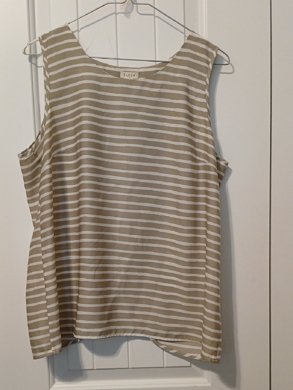 J. Crew Beige and White Striped Sleeveless Tank